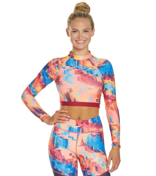 Dolfin Uglies Women s Revibe Technicolor Dreams Mock Neck Cropped Rash Guard Hot on Sale