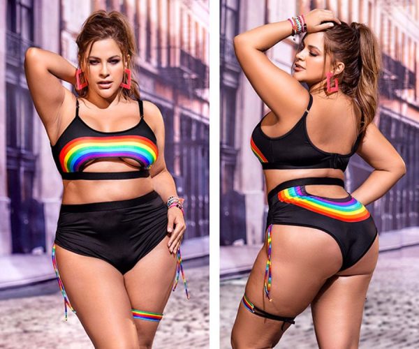 Mapale 2689X Curvy Size Two Piece Lingerie Set Color Black Supply