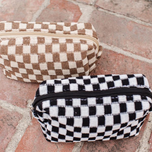 Checkered Pouch Bag *TWO COLORS *MOCHA *BLACK For Sale - Image 3