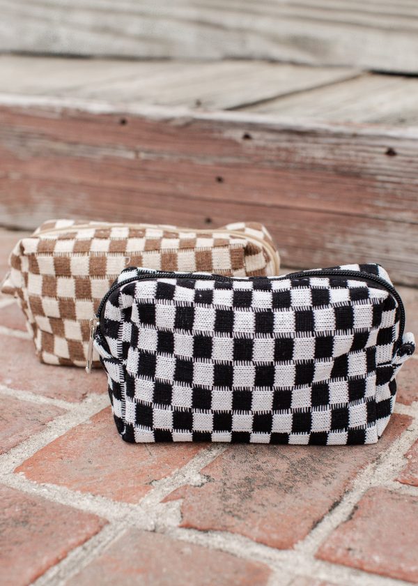 Checkered Pouch Bag *TWO COLORS *MOCHA *BLACK For Sale